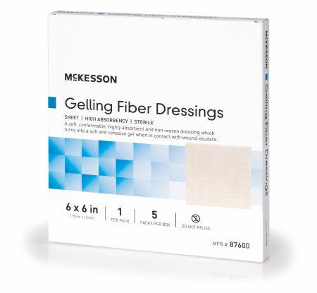 McKesson - Absorbent Gelling Fiber Dressing Carboxymethyl Cellulose (CMC) 6 X 6 Inch - 87600