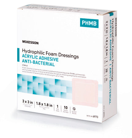 Mckesson Brand Antibacterial Foam Dressing Mckesson 3 X 3 Inch Square Adhesive With Border Sterile - 4973