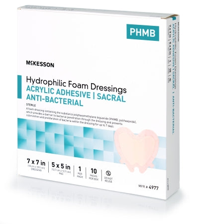 Mckesson Brand Antibacterial Foam Dressing Mckesson 7 X 7 Inch Sacral Adhesive With Border Sterile - 4977