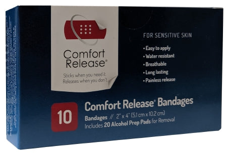 Global Biomedical Technologies LLC Comfort Release Adhesive Strip 2 X 4 Inch Nonwoven Film Rectangle White Sterile - GB102