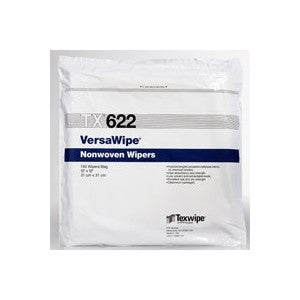 VersaWipe - Cleanroom Wipe White NonSterile 45% Polyester / 55% Cellulose 12 X 12 Inch Disposable - Texwipe - TX622