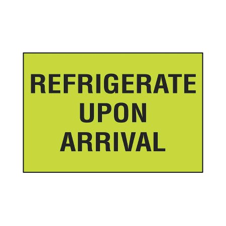 Uline - Pre-Printed Label Auxiliary Label Lime Green Refrigerate Upon Arrival Black Temperature Control 2 X 3 Inch - S-8242