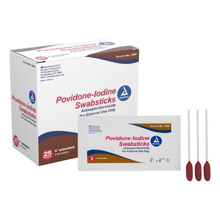 Dynarex - Impregnated Swabstick 10% Strength Povidone-Iodine Individual Packet NonSterile - 1202
