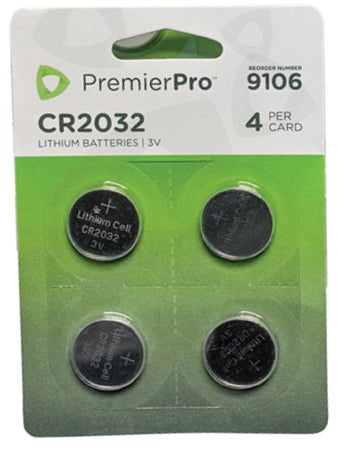 PremierPro - Lithium-Ion Battery CR2032 Coin Cell 3V Disposable 4 Pack - 9106
