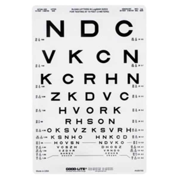 Good-Lite Co Chart Vision Testing 10' Testing Distance 14X9" Ea - 600705