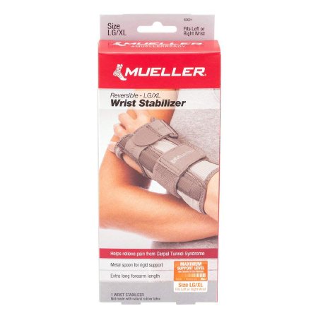 Mueller Carpal Tunnel Wrist Stabilizer - Wrist Splint Nylon / Aluminum / Polyester / PP / PU / Spandex / POM Left or Right Hand Gray Large / X-Large - 62021
