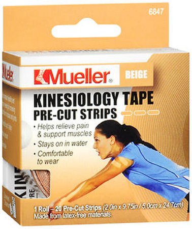 Mueller Sports Medicine - Kinesiology Tape Pre-Cut Adhesive 2 Inch X 5 Yard Beige NonSterile - 6847-1