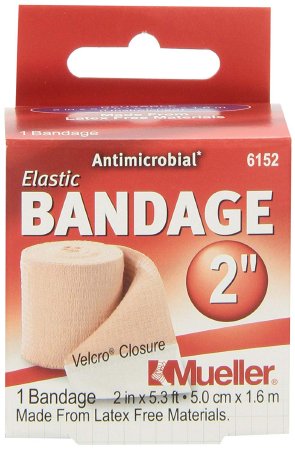 Mueller - Elastic Bandage 2 Inch X 5.3 Foot Standard Compression Single Hook and Loop Closure Beige NonSterile - 6152