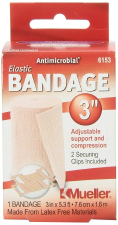 Mueller - Elastic Bandage 3 Inch X 5.3 Foot Standard Compression Clip Detached Closure Beige NonSterile - 6153