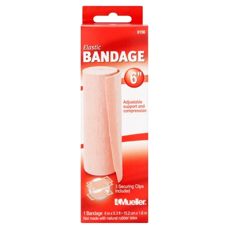 Mueller - Elastic Bandage 6 Inch X 5.3 Foot Standard Compression Clip Detached Closure Beige NonSterile - 6156