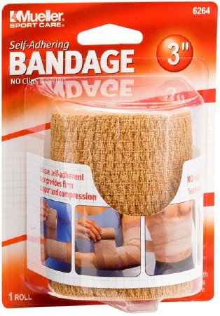 Mueller - Cohesive Bandage 3 Inch X 5 Yard Standard Compression Self-adherent Closure Beige NonSterile - 6264