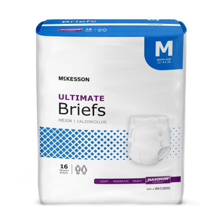 McKesson McKesson Adult Incontinent Brief Refastenable Tabs Medium Disposable Heavy Absorbency - BR33890
