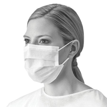 Medline - Procedure Mask Pleated Earloops One Size Fits Most White NonSterile ASTM Level 1 Adult - NON27355