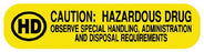 UAL - Pre-Printed Label Warning Label Yellow Paper Caution: Hazardous Drug Black Syringe Label 3/8 X 1-5/8 Inch - ULRXA1701