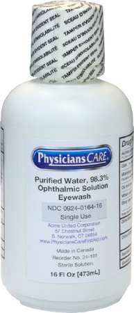 The Safety Zone - Eyewash Solution Eye Cup, Buffered Solution 16 oz. Bottle - Connecticut Clean Room - K-FAK-24-101