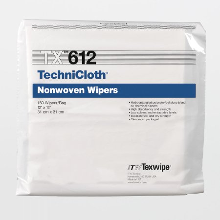 TechniCloth - Cleanroom Wipe White NonSterile 45% Polyester / 55% Cellulose Nonwoven 12 X 12 Inch Disposable - Texwipe - TX612