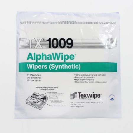 AlphaWipe - Cleanroom Wipe White NonSterile Polyester 9 X 9 Inch Disposable - Texwipe - TX1009B