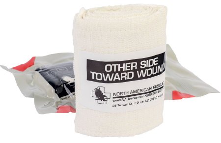 NAR Mini Respoinder - Compression Bandage 4 X 6 Inch Pad / 42 Inch Bandage Standard Compression Hook and Loop / C-Clip Closure Tan Sterile - 30-0179
