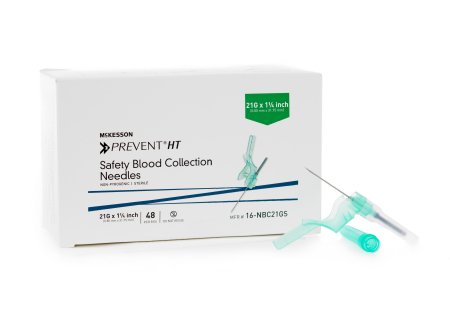 Mckesson Brand Mckesson Prevent Ht Blood Collection Needle 21 Gauge 1-1/4 Inch Needle Length Safety Needle Without Tubing Sterile - 16-NBC21GS