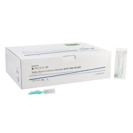 McKesson Prevent HT - Blood Collection Needle with Holder 21 Gauge 1-1/4 Inch Needle Length Safety Needle Without Tubing Sterile - 16-NBCH21GS