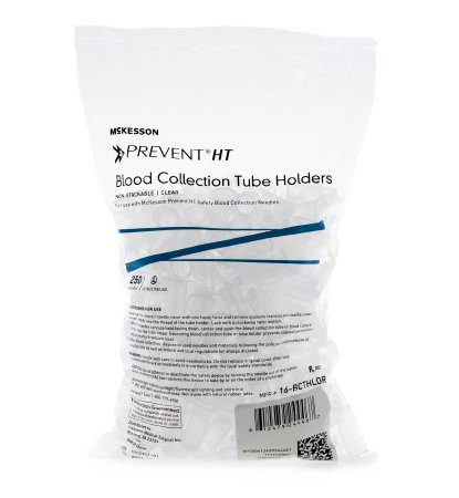 Mckesson Brand Blood Collection Tube Holder / Needle Holder Mckesson Prevent Ht Universal Fit, Clear, Non-Stackable, Multi-Sample 13 Mm And 16 Mm Blood Collection Tubes - 16-BCTHLDR