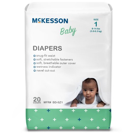 Mckesson Brand Unisex Baby Diaper Mckesson Size 1 Disposable Moderate Absorbency - BD-SZ1