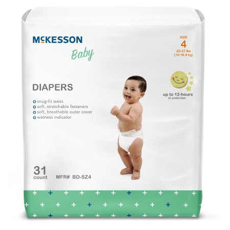 Mckesson Brand Unisex Baby Diaper Mckesson Size 4 Disposable Moderate Absorbency - BD-SZ4