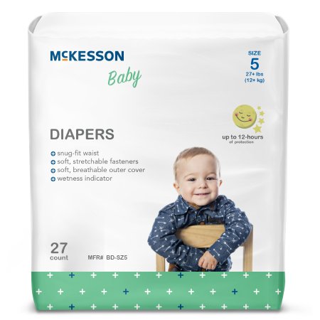 Mckesson Brand Unisex Baby Diaper Mckesson Size 5 Disposable Moderate Absorbency - BD-SZ5