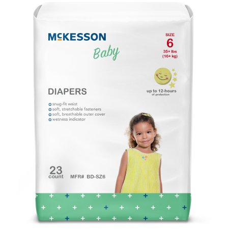 Mckesson Brand Unisex Baby Diaper Mckesson Size 6 Disposable Moderate Absorbency - BD-SZ6