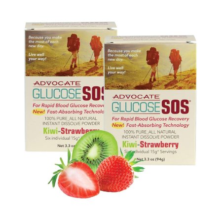 Glucose SOS - Glucose Supplement 6 per Box Powder Kiwi Strawberry Flavor - GL-SOS-KS