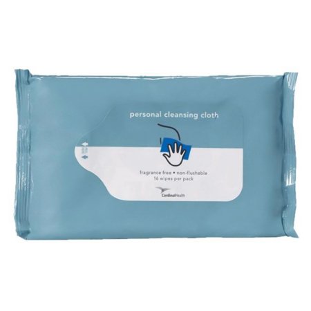 Cardinal Health - Flushable Rinse-Free Personal Wipe Soft Pack Water / Sodium Benzoate / Diazolidinyl Urea Unscented 16 Count - 2AWUF-16