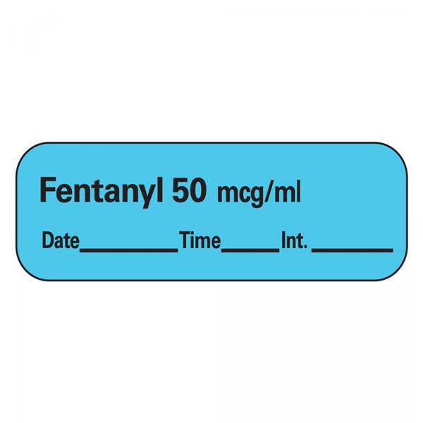 TimeMed a Div of PDC Anesthesia Label Fentanyl 50Mcg/Ml Blue 1-1/2X1/2" 600/Rl - LAN-7D50