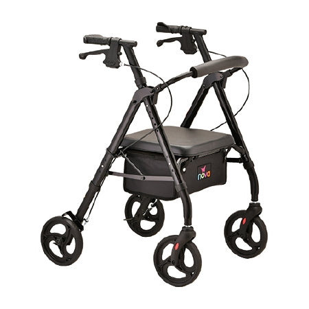 Nova Ortho-Med 4 Wheel Rollator Star 8 Black Aluminum Frame - 4258BK
