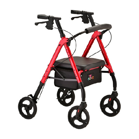 Nova Ortho-Med 4 Wheel Rollator Star 8 Red Aluminum Frame - 4258RD