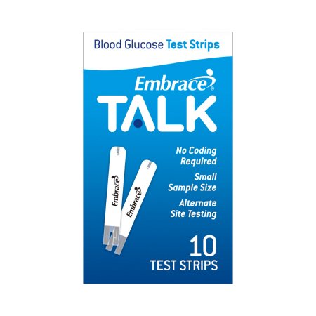 Embrace - Blood Glucose Test Strips 10 Strips per vial in each Box Small Blood sample size For No Code Blood Glucose Systems - APX03AB0302