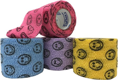 Andover Coated Products Cohesive Bandage Coflexnl 4 Inch X 5 Yard Standard Compression Self Closure Smiley Face Nonsterile - 5400SC-018