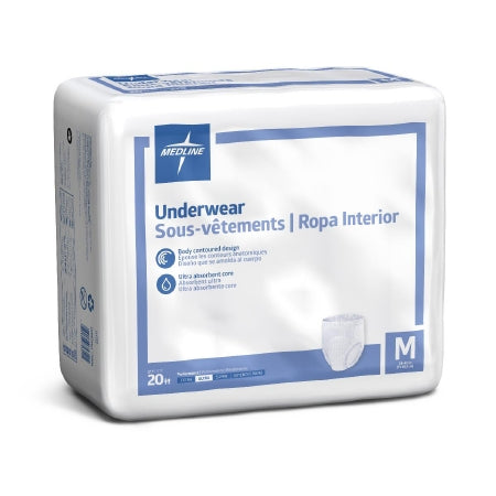 Protection Plus - Adult Absorbent Underwear Pull On with Tear Away Seams Medium Disposable Moderate Absorbency - Medline - MSC23005