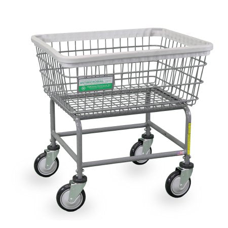 R & B Wire Products - Antimicrobial Heavy Duty Laundry Cart 2.5 Bushel Capacity Steel Tubing 5 Inch Clean Wheel System Casters - 100E/ANTI