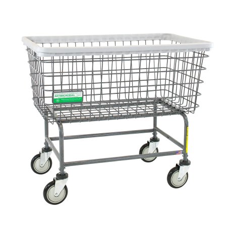 R & B Wire Products - Antimicrobial Laundry Cart 6 Bushel Capacity Steel Tubing 5 Inch Clean Wheel System Casters - 201H/ANTI