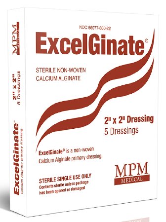 ExcelGinate - Calcium Alginate Dressing 2 X 2 Inch Square Calcium Alginate Sterile - MP00800