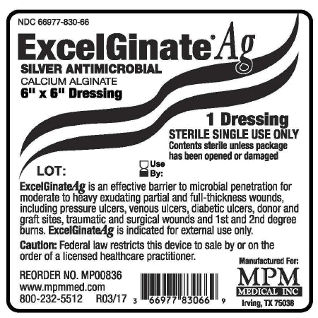 Mpm Medical Silver Alginate Dressing Excelginate Ag 6 X 6 Inch Square Sterile - MP00836