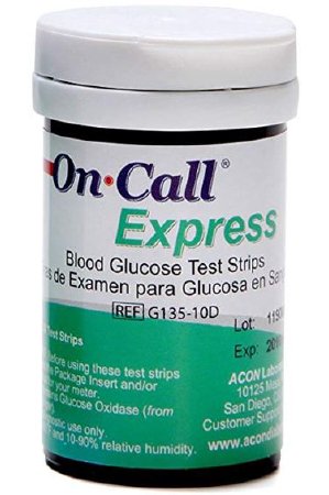 On Call Express - Blood Glucose Test Strips 50 Strips per Vial No Coding Required For Blood Glucose Monitor - 755729-200