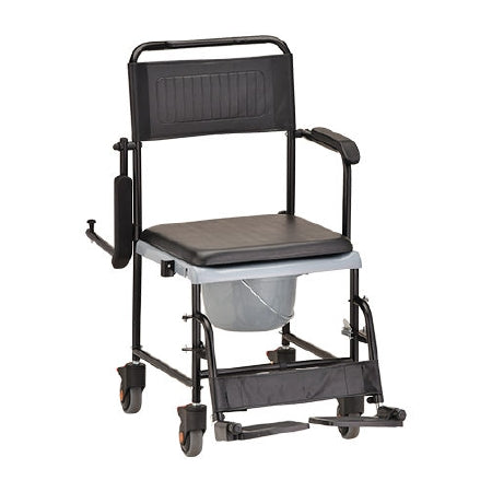 Nova Ortho-Med Chair, Transport Commode Drop-Arm W/5" Wheels D/S - 8805