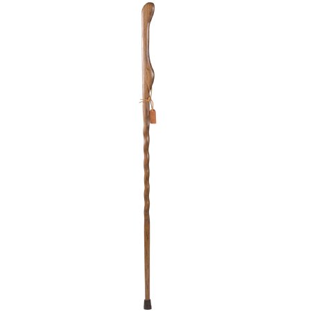 Mabis Healthcare Hiking Staff Brazos Wood 55 Inch Height Twisted Brown Oak Print - 602-3000-1108