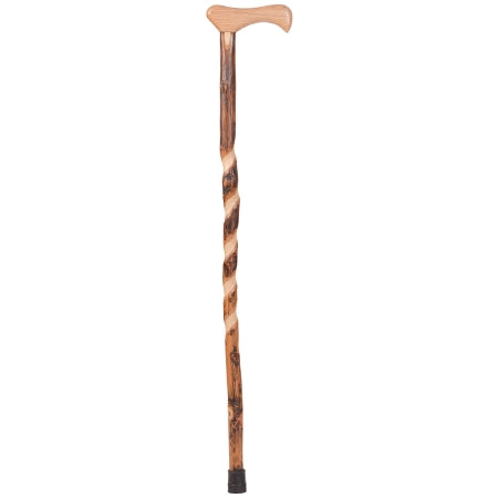 Mabis Healthcare Hiking Staff Brazos Wood 37 Inch Height Twisted Hickory Print - 502-3000-0226