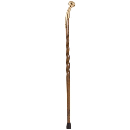 Mabis Healthcare Hiking Staff Brazos Wood 37 Inch Height Twisted Brown Oak Print - 502-3000-0239