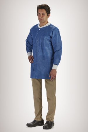 Graham Medical Products Lab Jacket Labmates Blue Large Hip Length Disposable - 85190