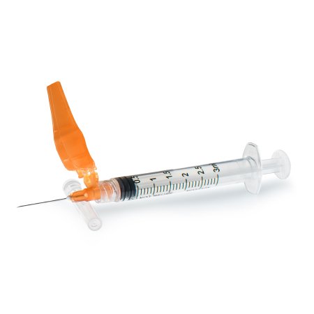McKesson Prevent HT - Syringe with Hypodermic Needle 3 mL 25 Gauge 1 Inch Thin Wall Hinged Safety Needle - McKesson - 16-SN3C251S