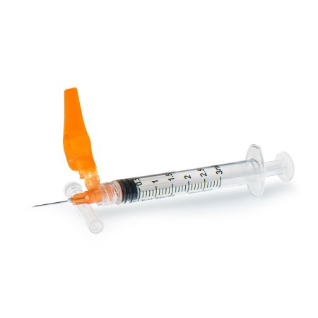 McKesson Prevent HT - Syringe with Hypodermic Needle 3 mL 25 Gauge 5/8 Inch Thin Wall Hinged Safety Needle - McKesson - 16-SN3C2558S