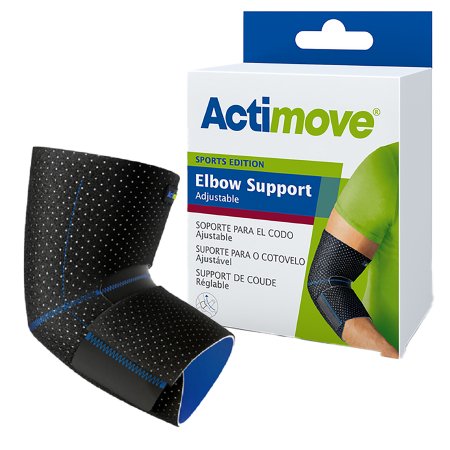 Actimove Sports Edition - Elbow Support One Size Fits Most Pull-On / Hook and Loop Strap Closure Sleeve Left or Right Elbow 7-1/2 to 14-1/2 Inch Circumference Black - 7561730
